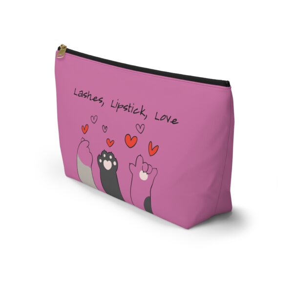 Cat Paw Hearts Accessory Pouch | Green T-Bottom Makeup Bag - Image 3