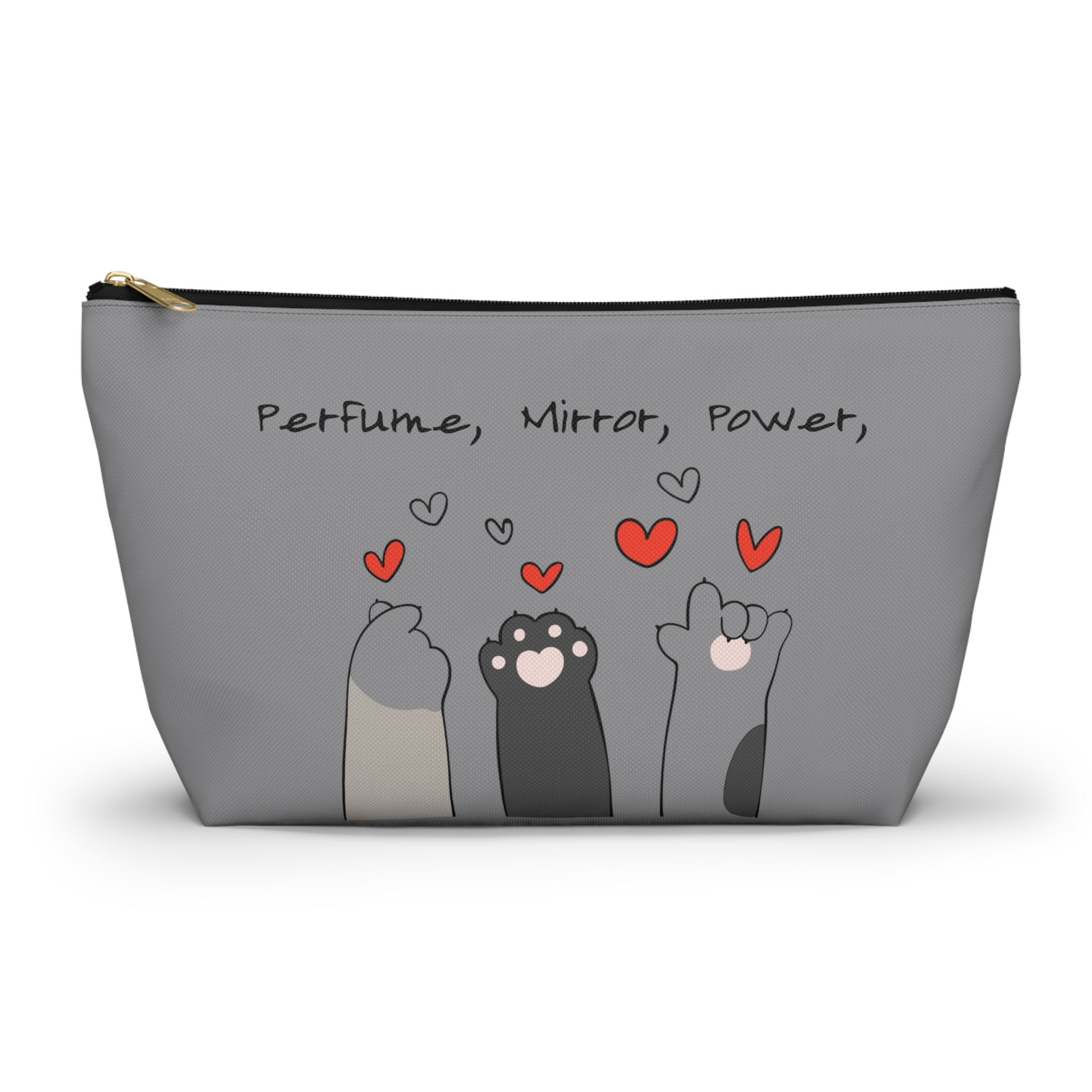Cat Paw Hearts Accessory Pouch | Green T-Bottom Makeup Bag
