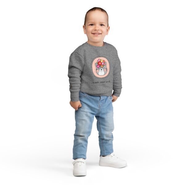 Flower Crown Cat Toddler Sweatshirt | Cute Floral Kitten Kids Top - Image 12