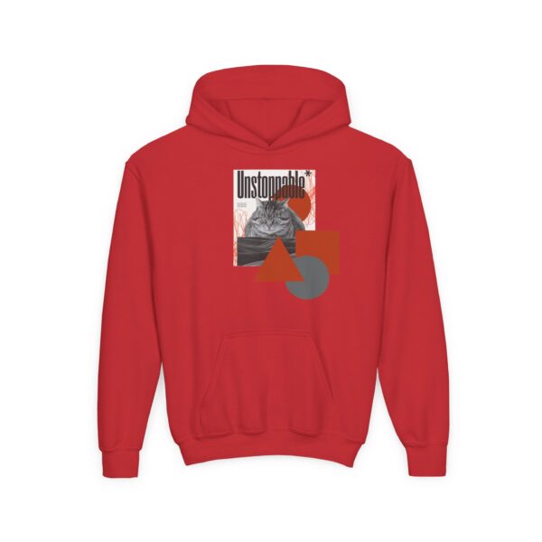 Unstoppable Cat Hoodie | Geometric Retro Collage Youth Sweatshirt - Image 17