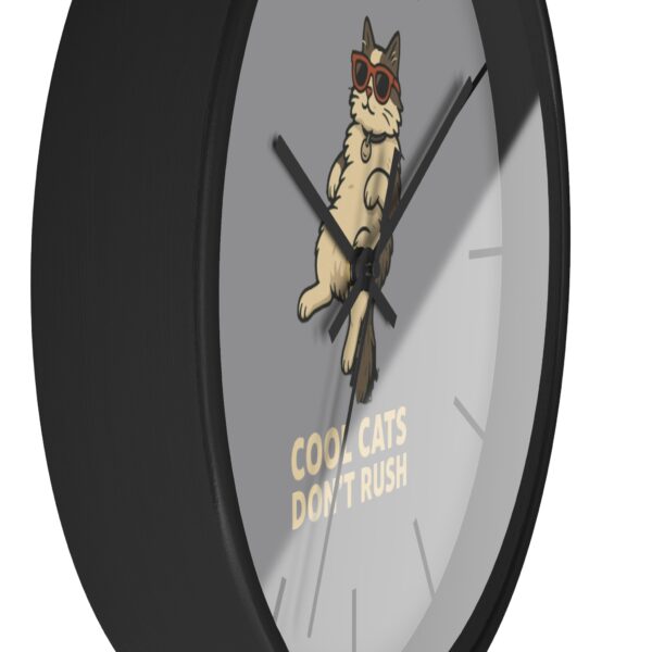 Funny Cat Wall Clock - Time is Running, Cat Decor, Unique Gift for Cat Lovers, Home Office Wall Art, Quirky Kitty Clock - Image 2