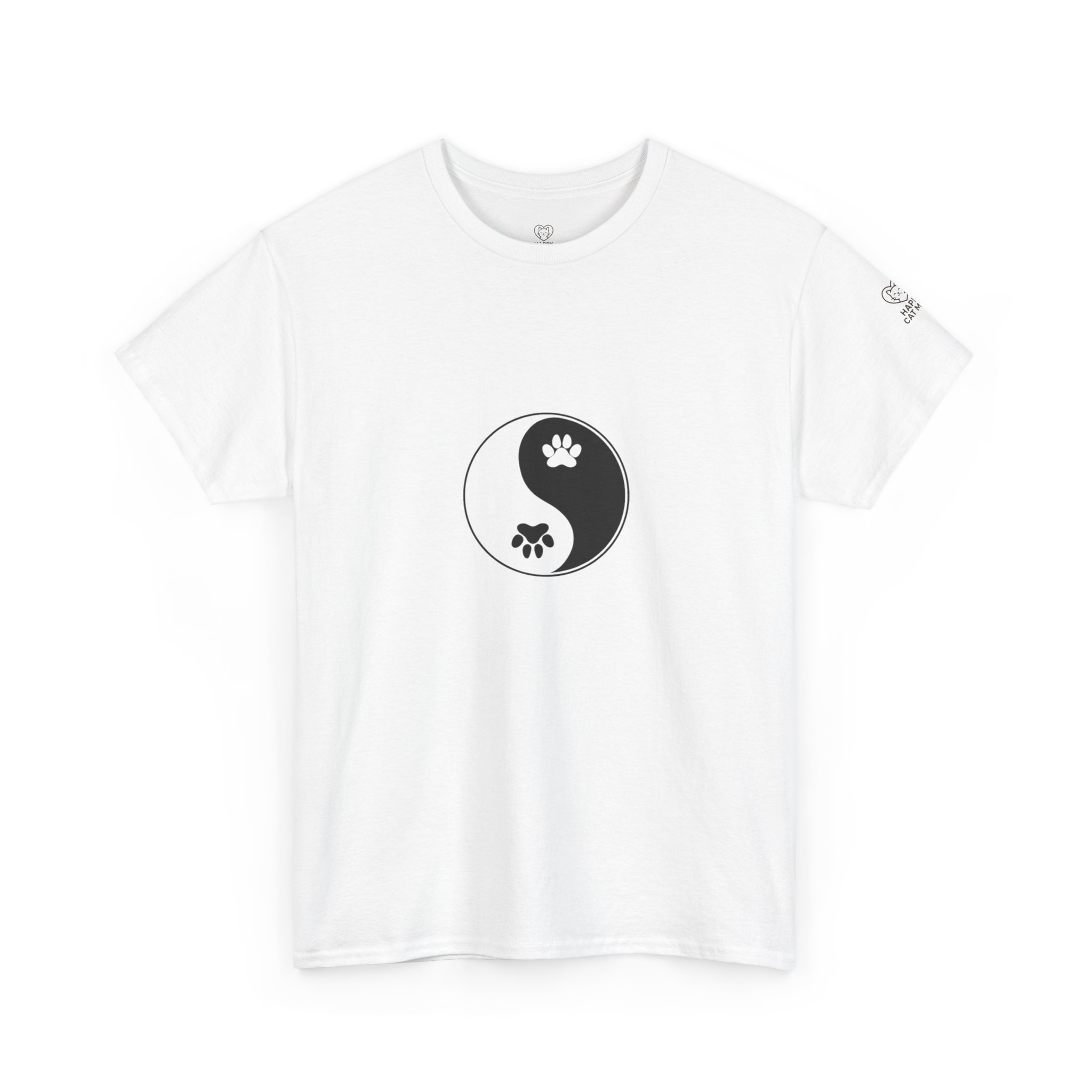 Yin Yang Unisex Heavy Cotton Tee, Pet Lovers Shirt, Spiritual Cotton Tee, Philosophy Gift, Everyday Casual Wear - Image 3