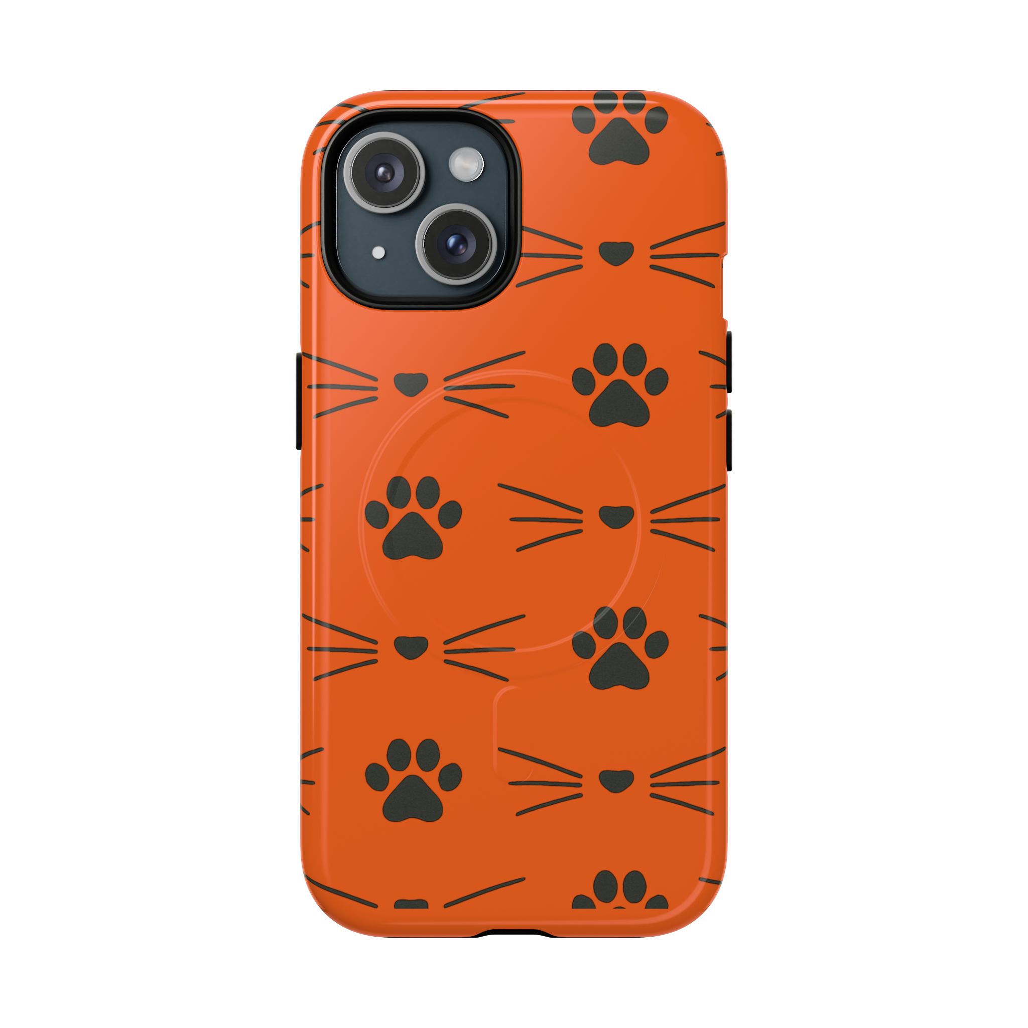 Cute Cat Pattern Magnetic Phone Case, Pet Lover Gift, Fun Yellow Phone Cover, Whiskers Design, Unique Animal Case, Birthday Gift