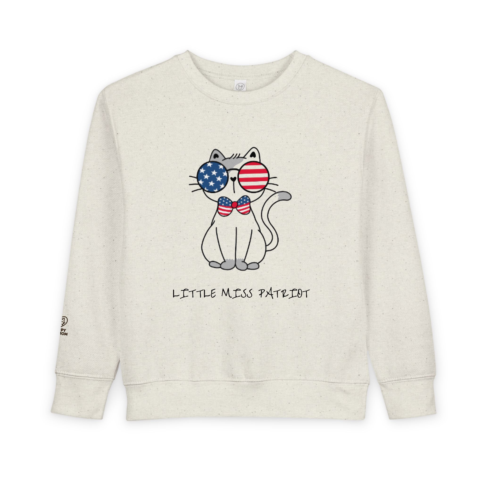Patriotic Cat with Flag Sunglasses Toddler Sweatshirt | 4th of July