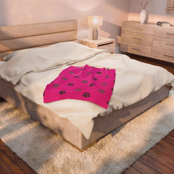 Cozy Pet Print Blanket, Soft Velveteen Throw for Dog Lovers, Cat Pajama Party Gift, Warm Home Décor, Ideal for Valentines and Birthdays - Image 4
