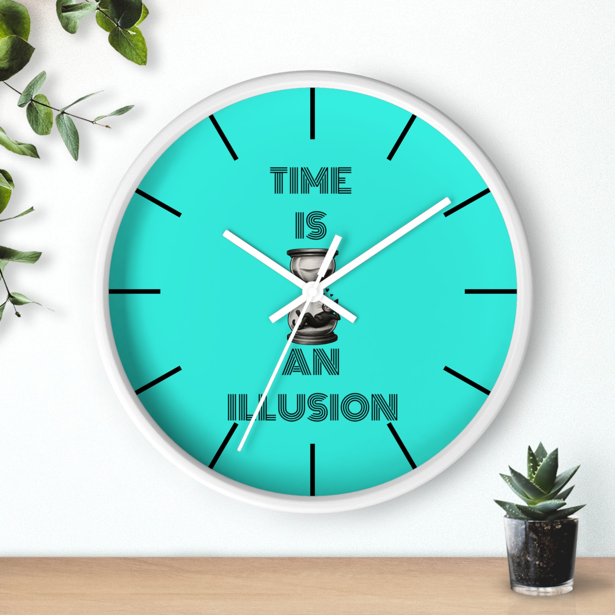Funny Cat Wall Clock - Time is an Illusion , Cat Decor, Unique Gift for Cat Lovers, Home Office Wall Art, Quirky Kitty Clock - Image 12