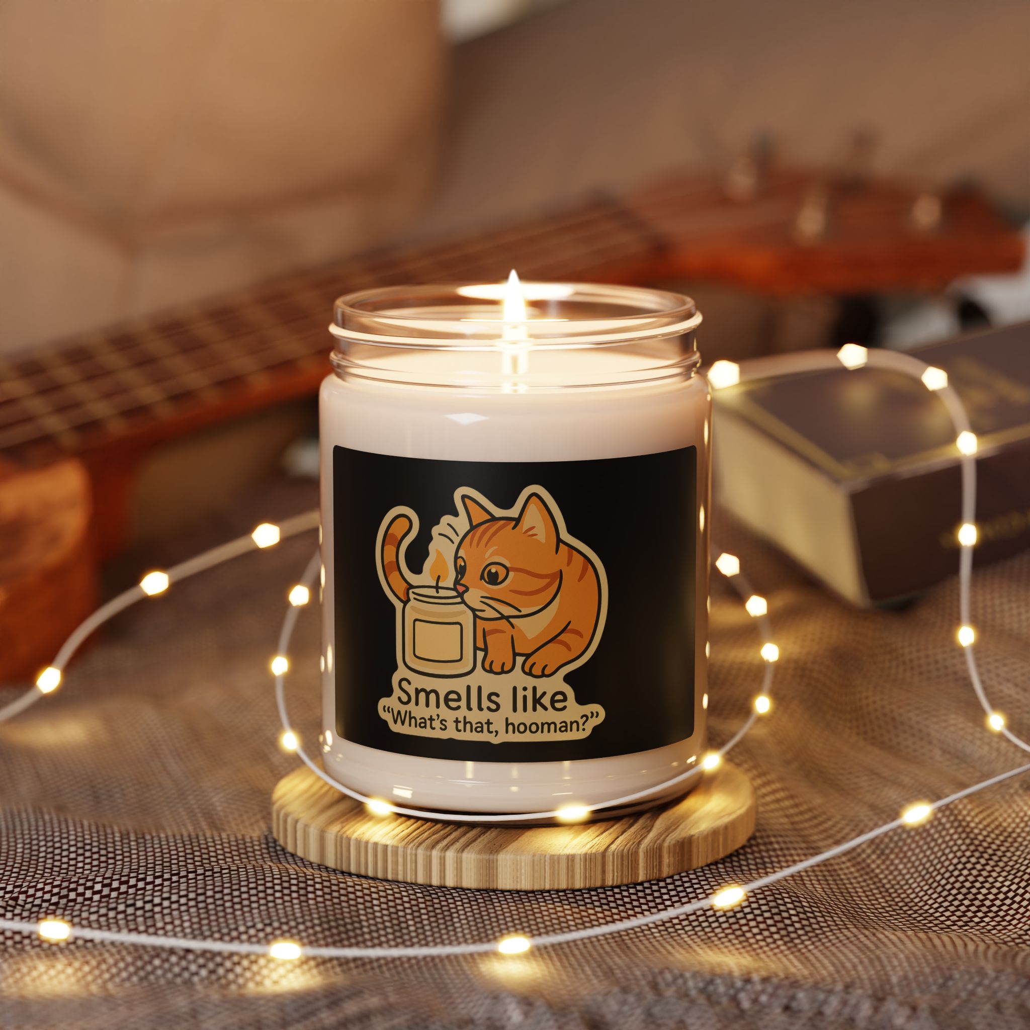 Smells like What's That Hooman Soy Candle — 9oz Scented Jar (Novelty Cat Design)
