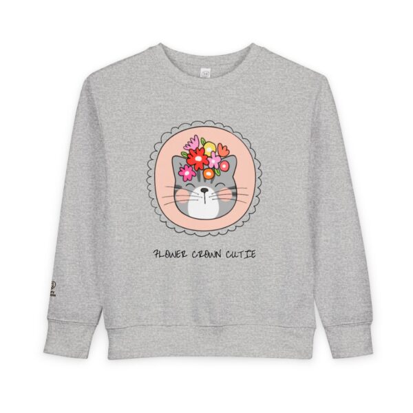 Flower Crown Cat Toddler Sweatshirt | Cute Floral Kitten Kids Top - Image 5