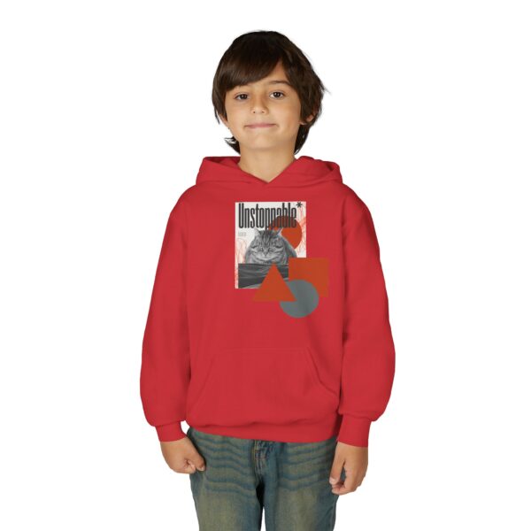 Unstoppable Cat Hoodie | Geometric Retro Collage Youth Sweatshirt - Image 19