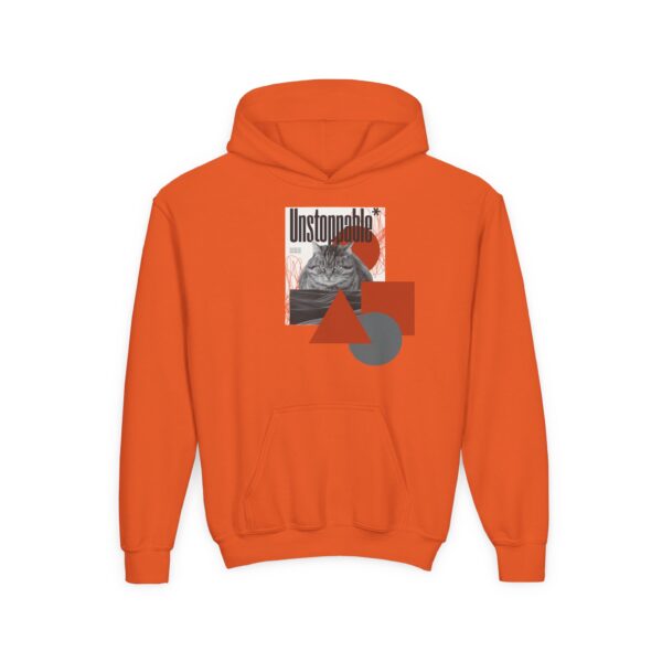 Unstoppable Cat Hoodie | Geometric Retro Collage Youth Sweatshirt - Image 9