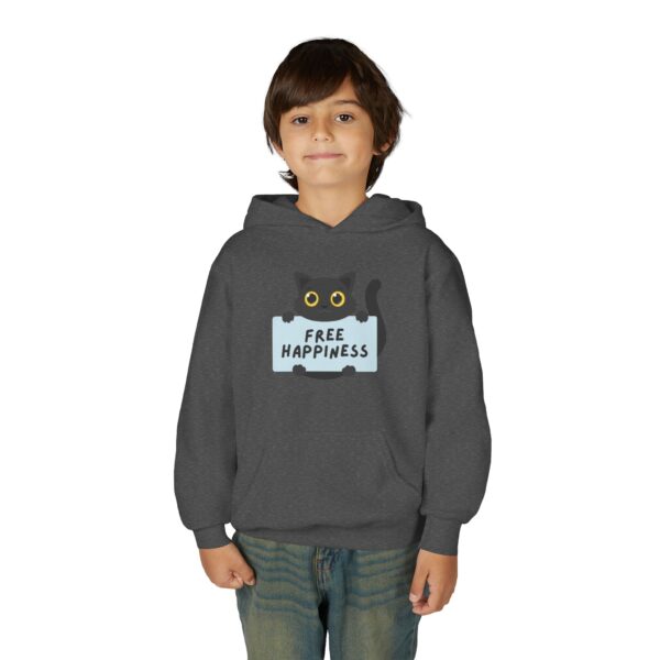 Free Happiness Cat Youth Hoodie | Cute Black Cat Graphic - Image 19