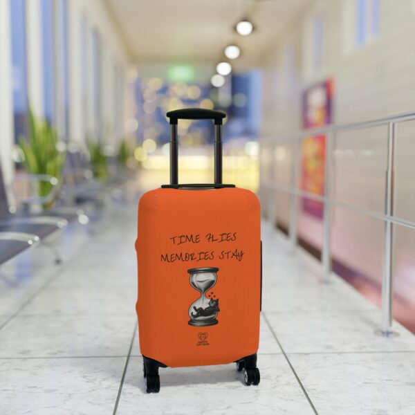 Time Flies Memories Stay Luggage Cover | Orange Hourglass Travel - Image 3