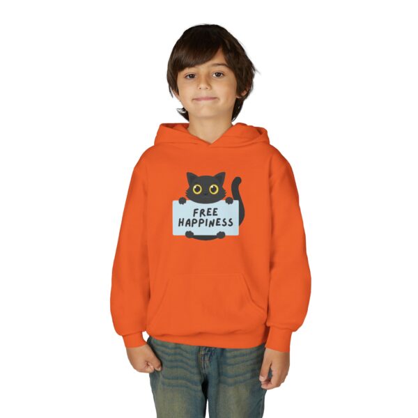 Free Happiness Cat Youth Hoodie | Cute Black Cat Graphic - Image 15