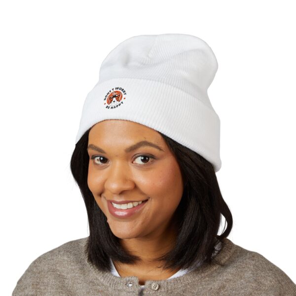 Don't Worry Be Happy Fox Embroidered Beanie | Cuffed Beanie - Image 3