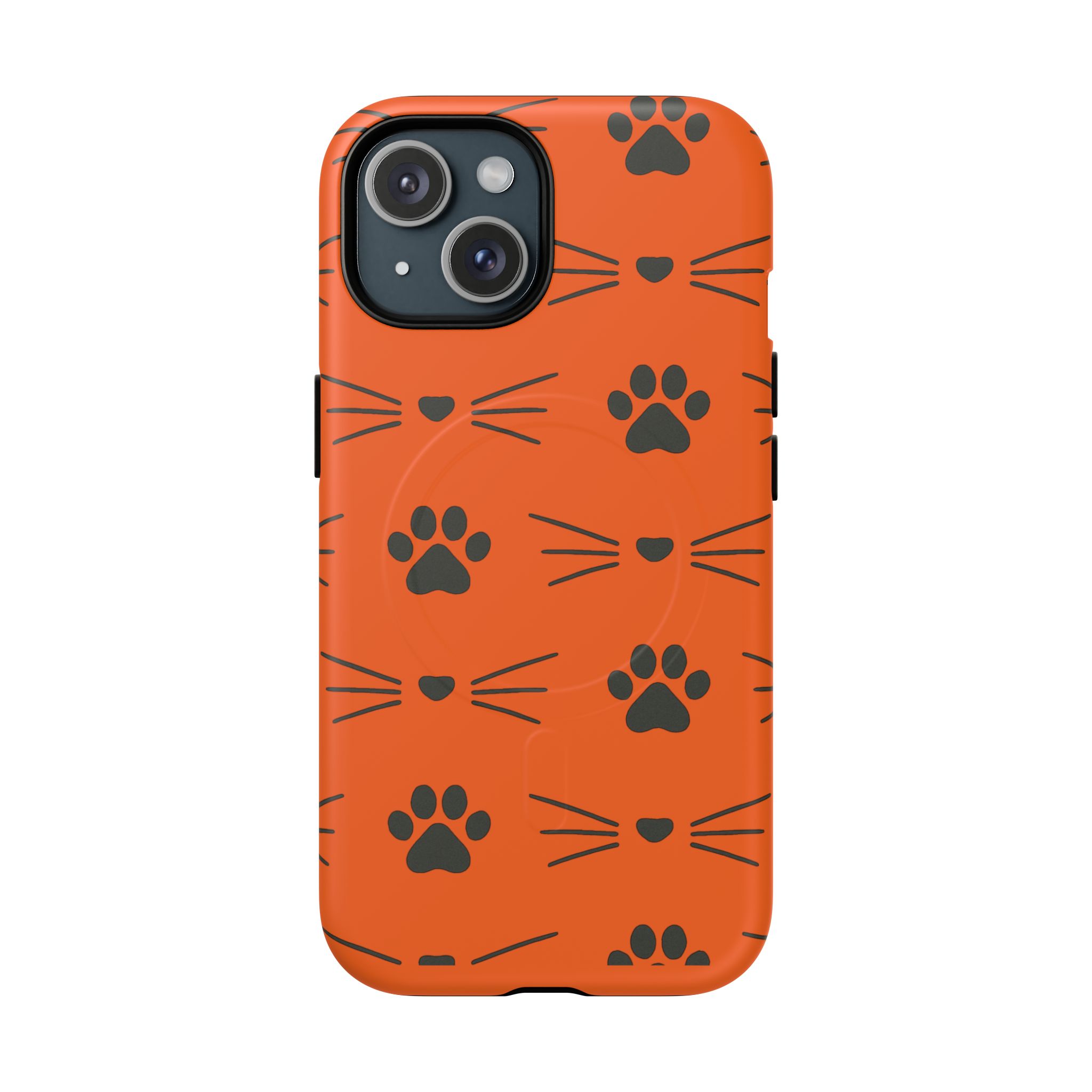 Cute Cat Pattern Magnetic Phone Case, Pet Lover Gift, Fun Yellow Phone Cover, Whiskers Design, Unique Animal Case, Birthday Gift - Image 4