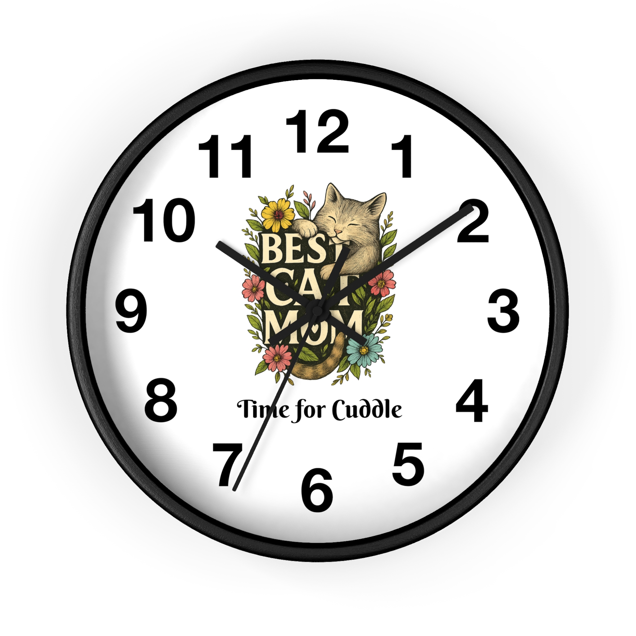 Funny Cat Wall Clock - Time is Running, Cat Decor, Unique Gift for Cat Lovers, Home Office Wall Art, Quirky Kitty Clock