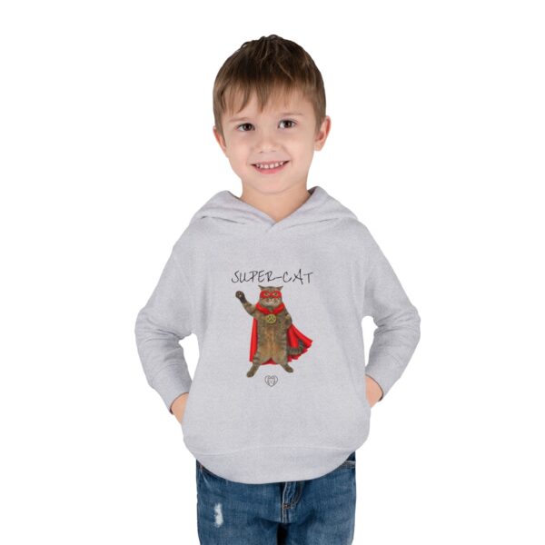 Super-Cat illustration Toddler Hoodie | Superhero Cat Kids Pullover - Image 7