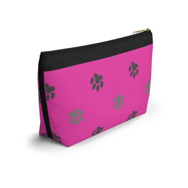 Pink Paw Print Accessory Pouch | T-Bottom Makeup Bag - Image 4