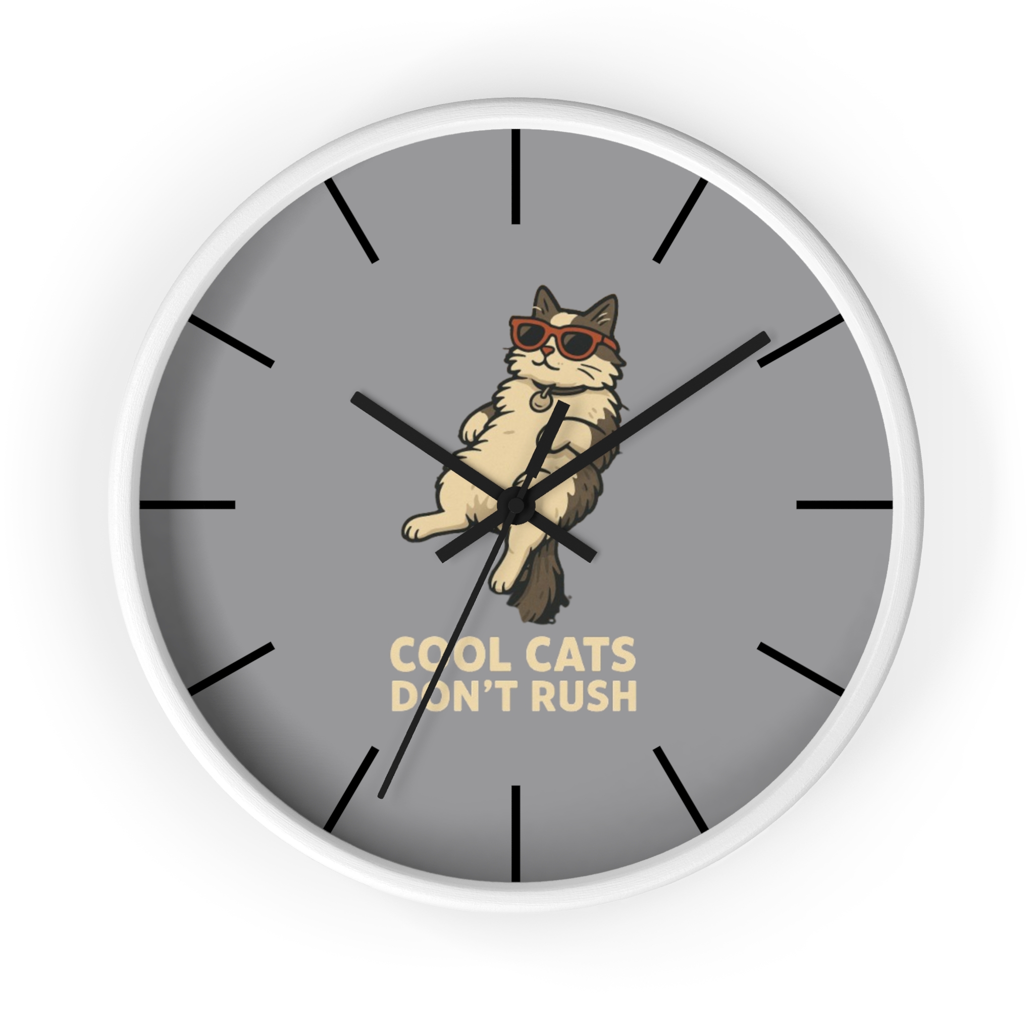 Funny Cat Wall Clock - Time is Running, Cat Decor, Unique Gift for Cat Lovers, Home Office Wall Art, Quirky Kitty Clock - Image 7