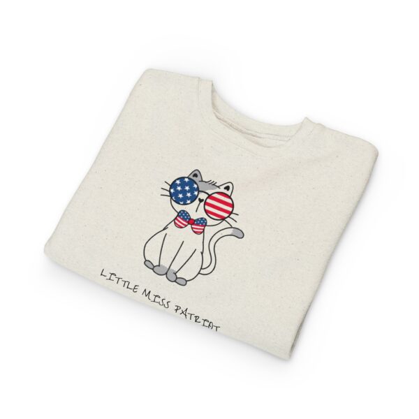 Patriotic Cat with Flag Sunglasses Toddler Sweatshirt | 4th of July - Image 3