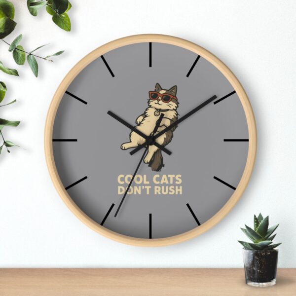 Funny Cat Wall Clock - Time is Running, Cat Decor, Unique Gift for Cat Lovers, Home Office Wall Art, Quirky Kitty Clock - Image 15
