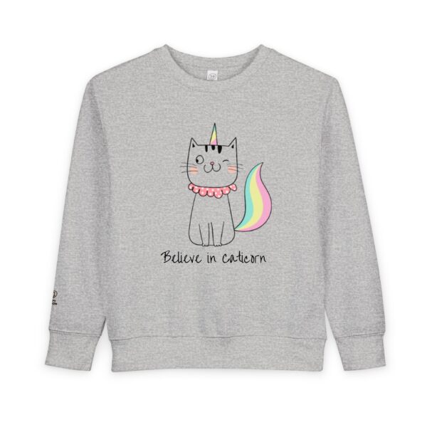 Believe in Caticorn Toddler Sweatshirt | Cute Unicorn Cat Graphic - Image 5