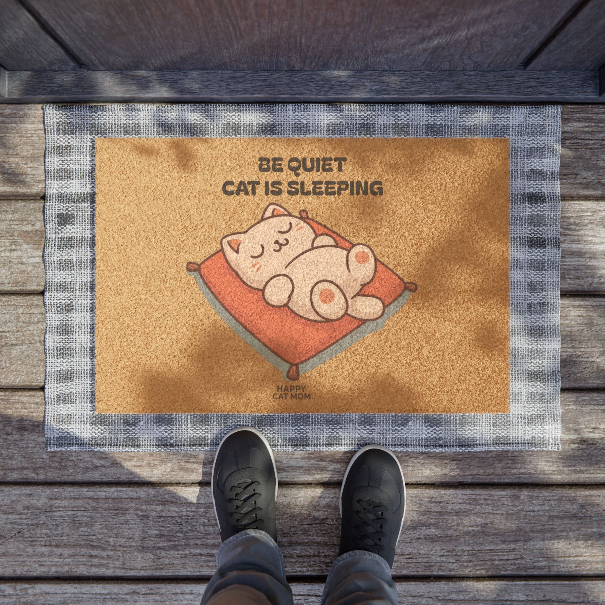 Be Quiet Cat Is Sleeping Doormat | Cute Sleeping Cat Coir Mat - Image 3