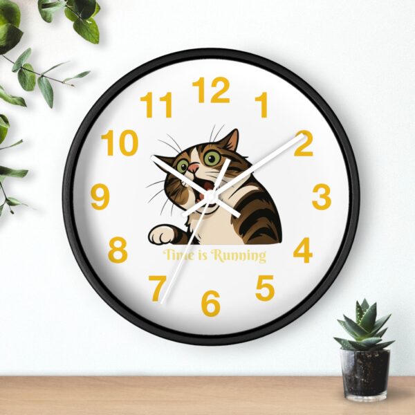 Funny Cat Wall Clock - Time is Running, Cat Decor, Unique Gift for Cat Lovers, Home Office Wall Art, Quirky Kitty Clock - Image 6