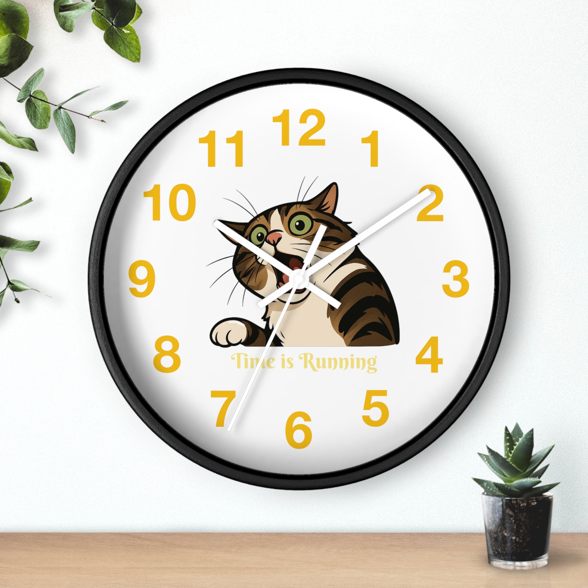 Funny Cat Wall Clock - Time is Running, Cat Decor, Unique Gift for Cat Lovers, Home Office Wall Art, Quirky Kitty Clock - Image 6