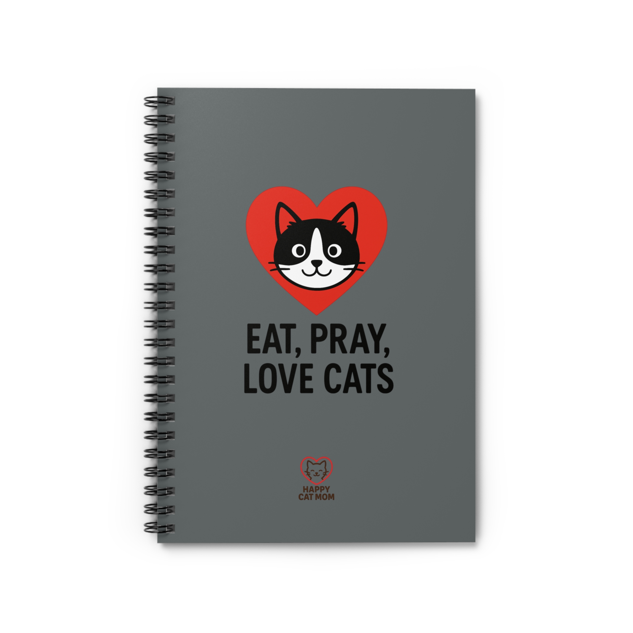 Eat, Pray, Love Cats Spiral Notebook — Cute Cat Heart Ruled Journal - Image 2