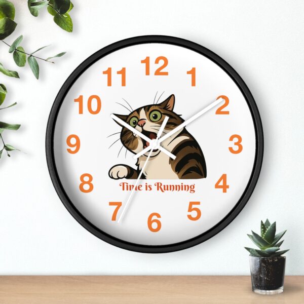 Funny Cat Wall Clock - Time is Running, Cat Decor, Unique Gift for Cat Lovers, Home Office Wall Art, Quirky Kitty Clock - Image 6
