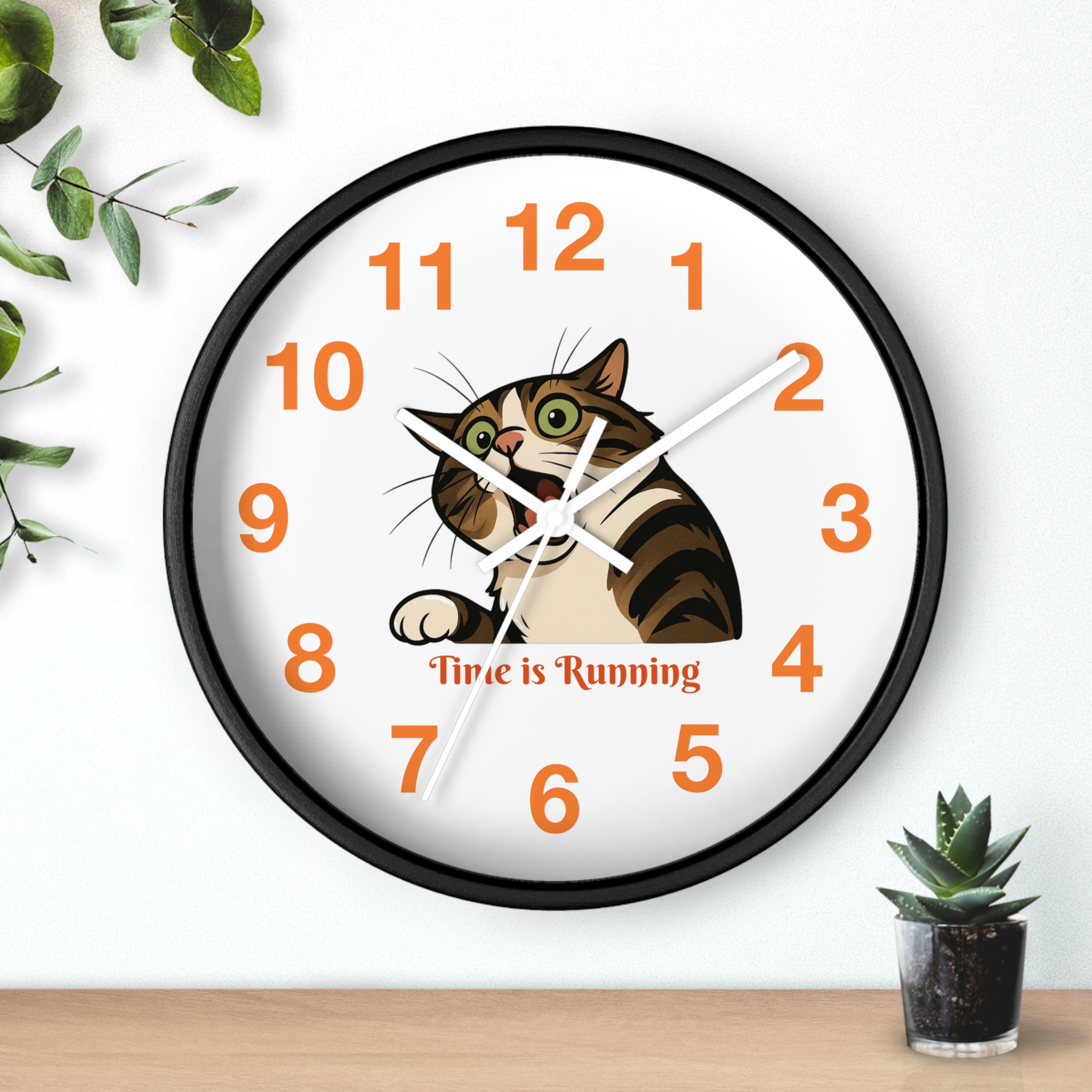 Funny Cat Wall Clock - Time is Running, Cat Decor, Unique Gift for Cat Lovers, Home Office Wall Art, Quirky Kitty Clock - Image 6