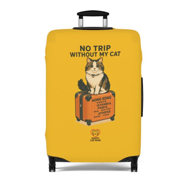 No Trip Without My Cat Luggage Cover | Yellow Cat Suitcase Travel Accessory - Image 9