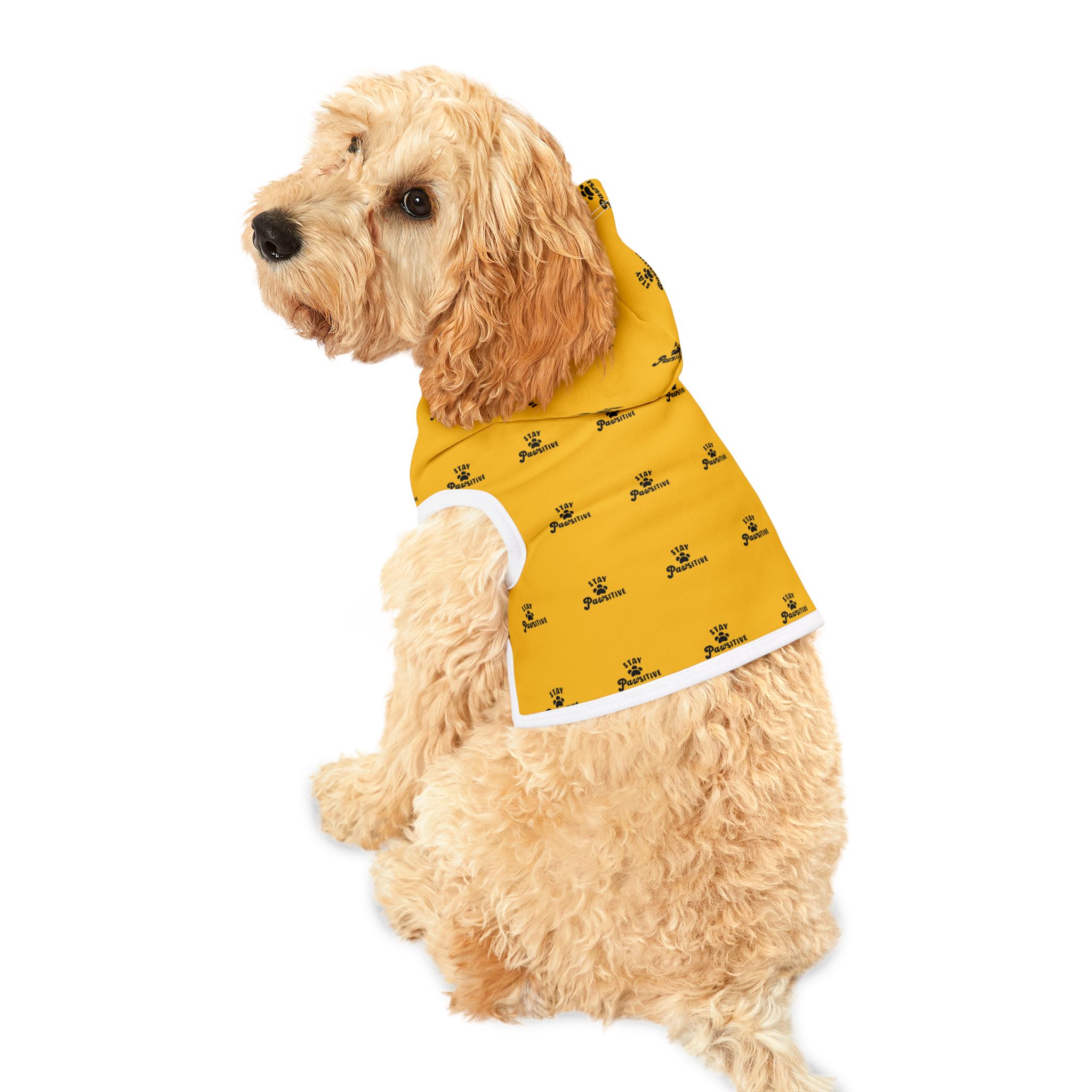 Paw Pattern Pet Hoodie | Yellow Paw Print Dog Hoodie - Image 4