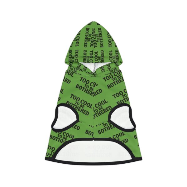 Too Cool To Be Bothered Pet Hoodie | Green Text Pattern - Image 5