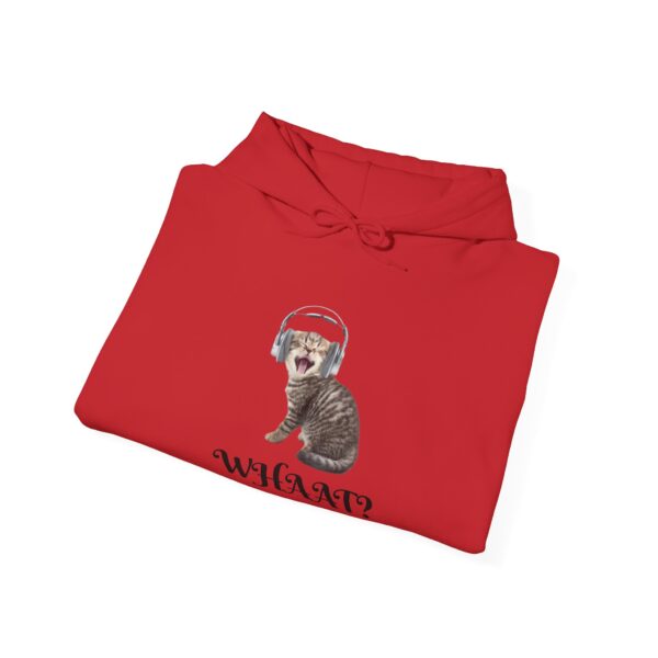 Cat Wearing Headphones 'Whaat?' Hoodie | Funny Kitty Graphic - Image 36