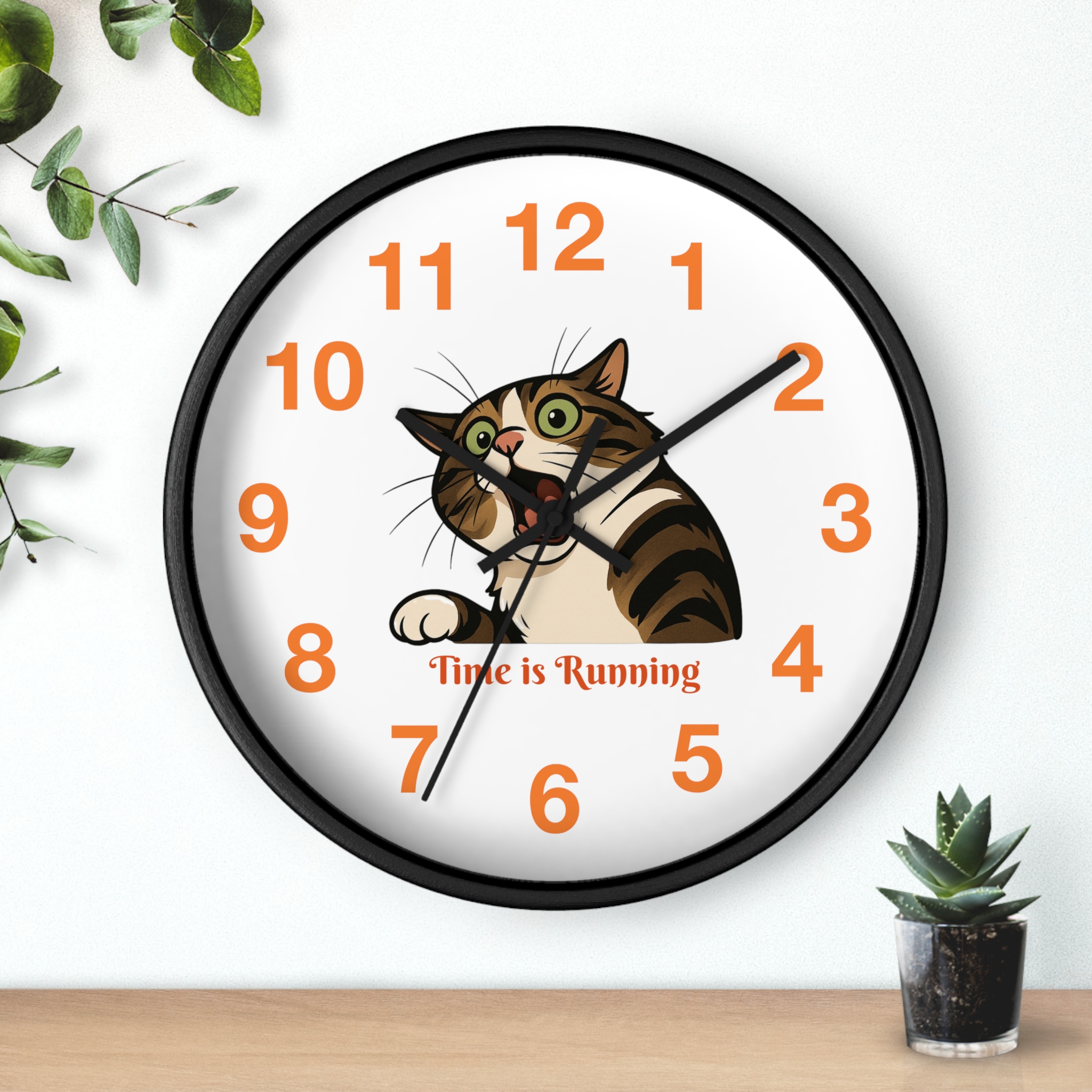 Funny Cat Wall Clock - Time is Running, Cat Decor, Unique Gift for Cat Lovers, Home Office Wall Art, Quirky Kitty Clock - Image 3