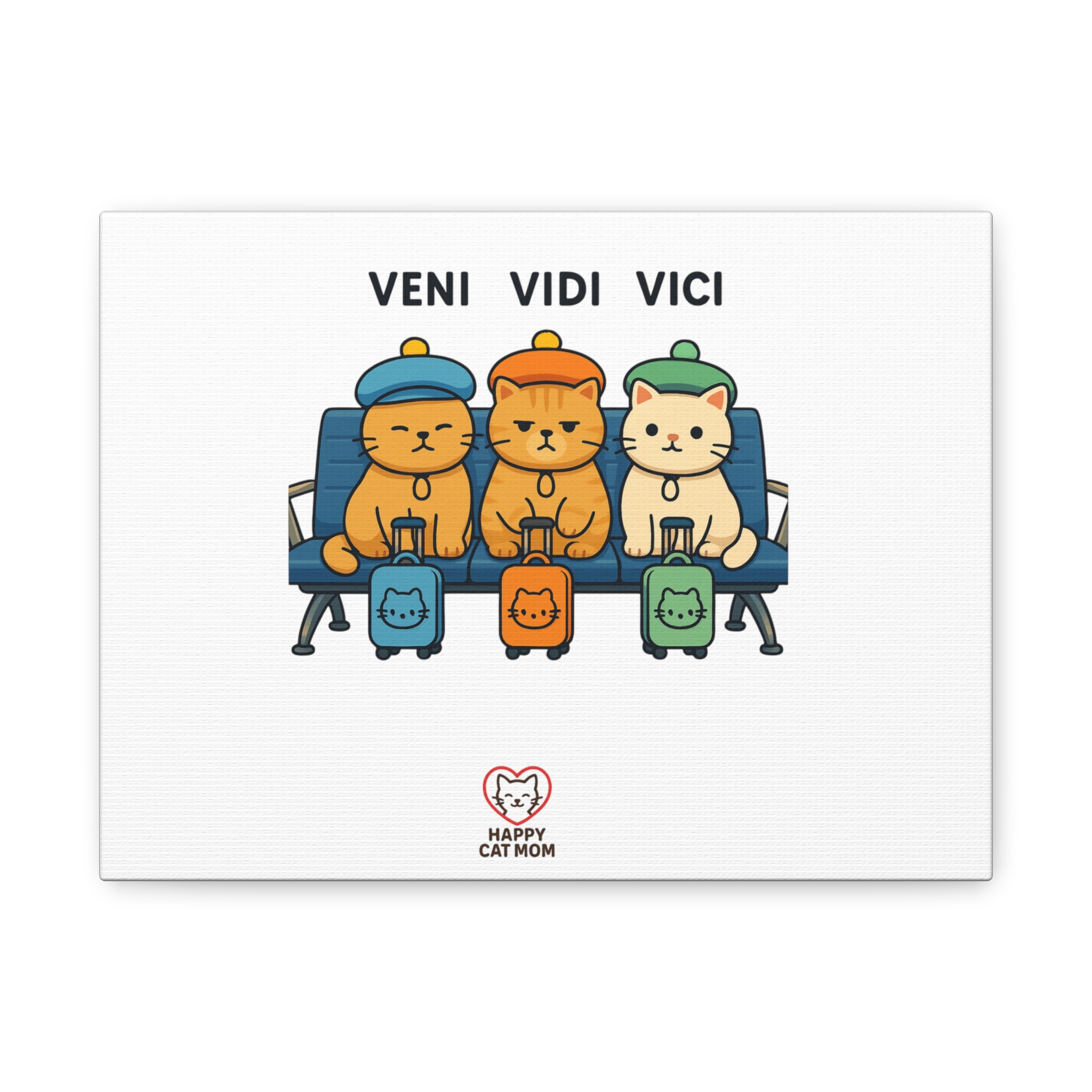 Cute Cat Canvas Art Print, Veni Vidi Vici Wall Decor, Cat Lover Gift, Pet-Themed Home Decor, Fun Animal Wall Art
