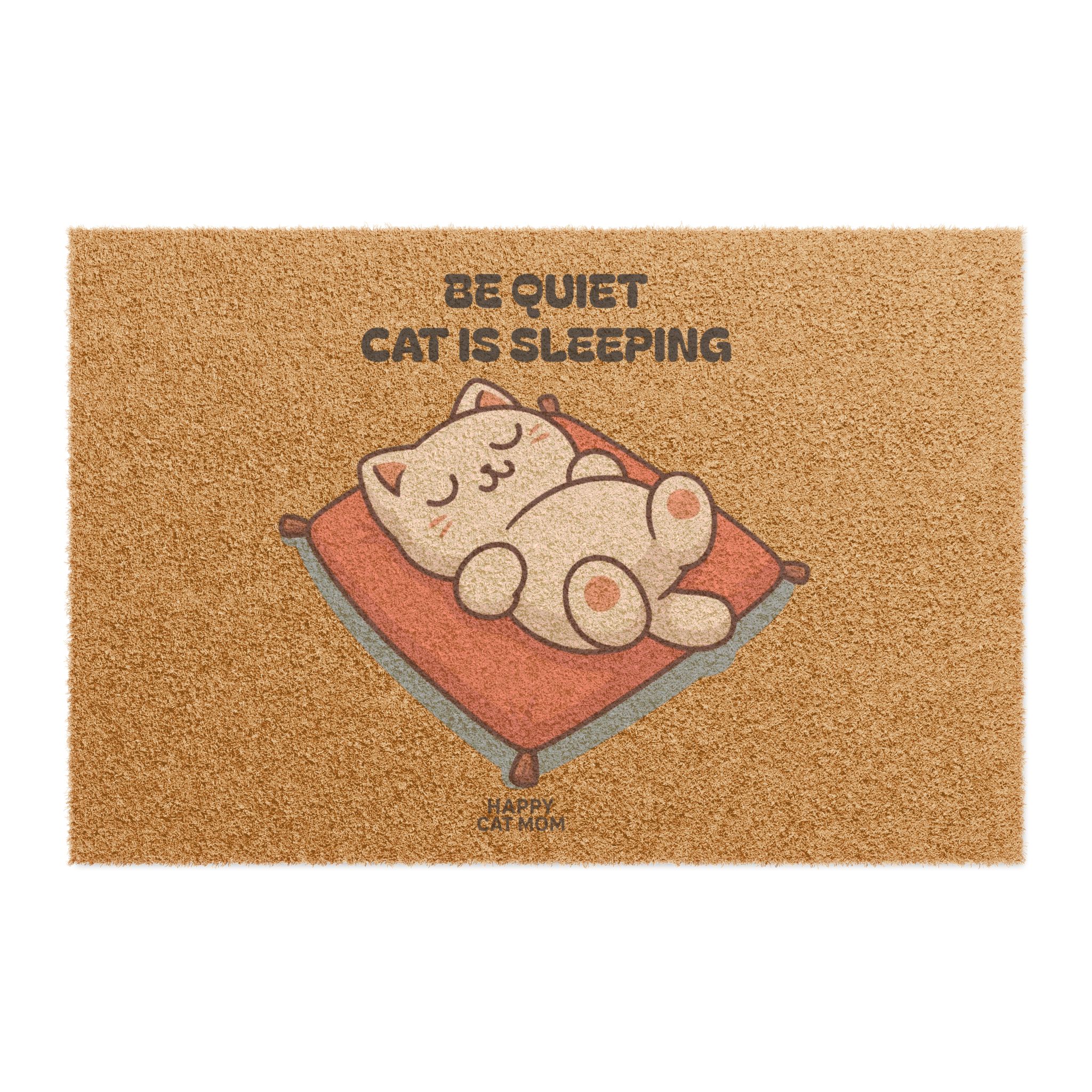 Be Quiet Cat Is Sleeping Doormat | Cute Sleeping Cat Coir Mat