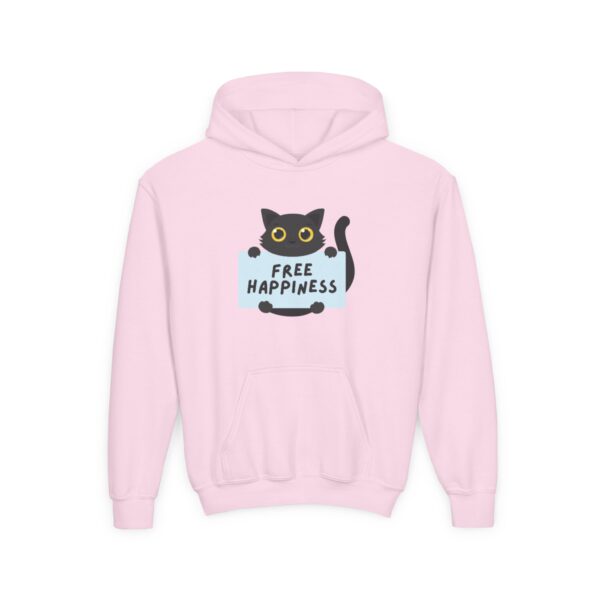 Free Happiness Cat Youth Hoodie | Cute Black Cat Graphic - Image 29