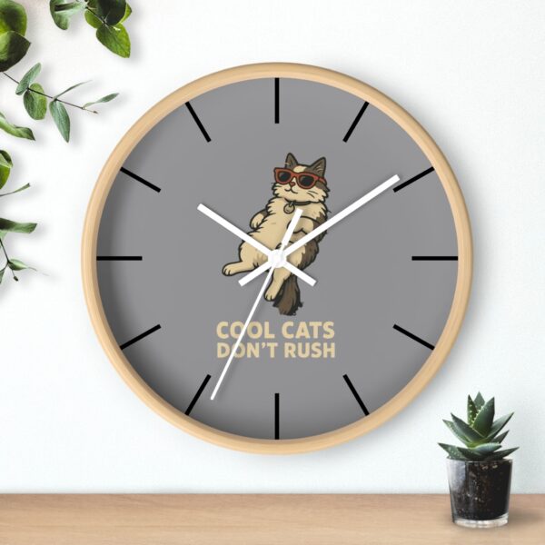Funny Cat Wall Clock - Time is Running, Cat Decor, Unique Gift for Cat Lovers, Home Office Wall Art, Quirky Kitty Clock - Image 18