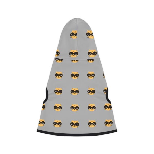Masked Raccoon Pattern Pet Hoodie | Cute Grey Hooded Dog Sweater - Image 2