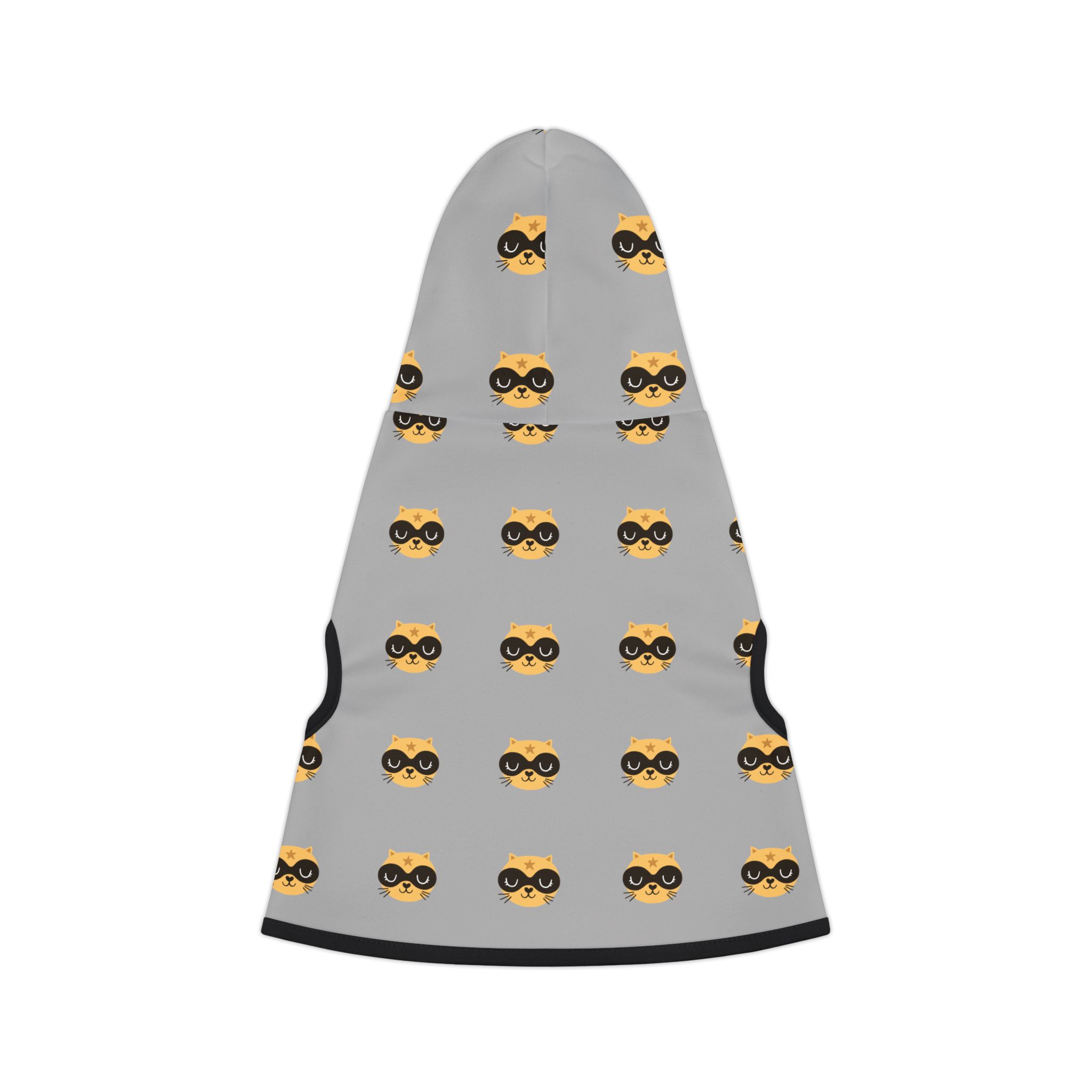 Masked Raccoon Pattern Pet Hoodie | Cute Grey Hooded Dog Sweater - Image 2