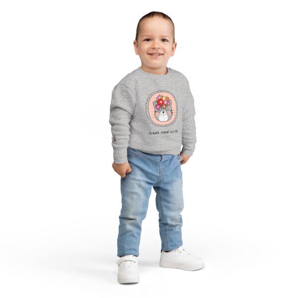 Flower Crown Cat Toddler Sweatshirt | Cute Floral Kitten Kids Top - Image 8