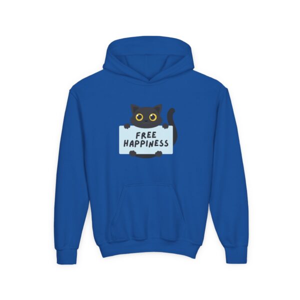 Free Happiness Cat Youth Hoodie | Cute Black Cat Graphic - Image 25