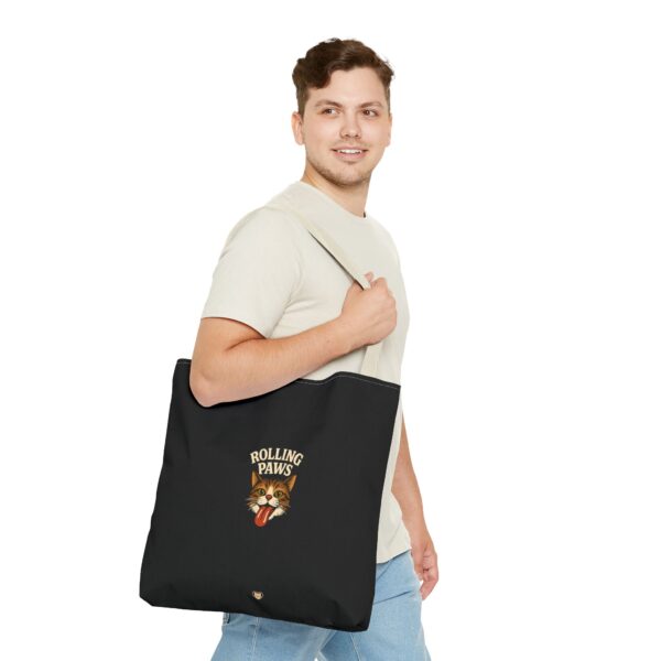 Rolling Paws Tote Bag, Cat Lover Tote, AOP Black Handbag, Funny Pet Accessory, Gift for Cat Mom - Image 35