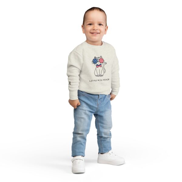 Patriotic Cat with Flag Sunglasses Toddler Sweatshirt | 4th of July - Image 4