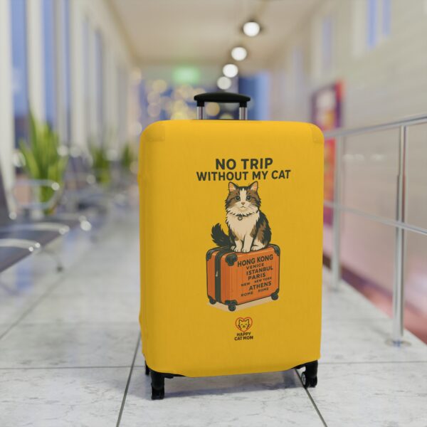 No Trip Without My Cat Luggage Cover | Yellow Cat Suitcase Travel Accessory - Image 11