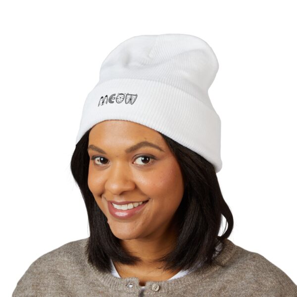 Meow Cat Letters beanie | Embroidered cuffed beanie - Image 3