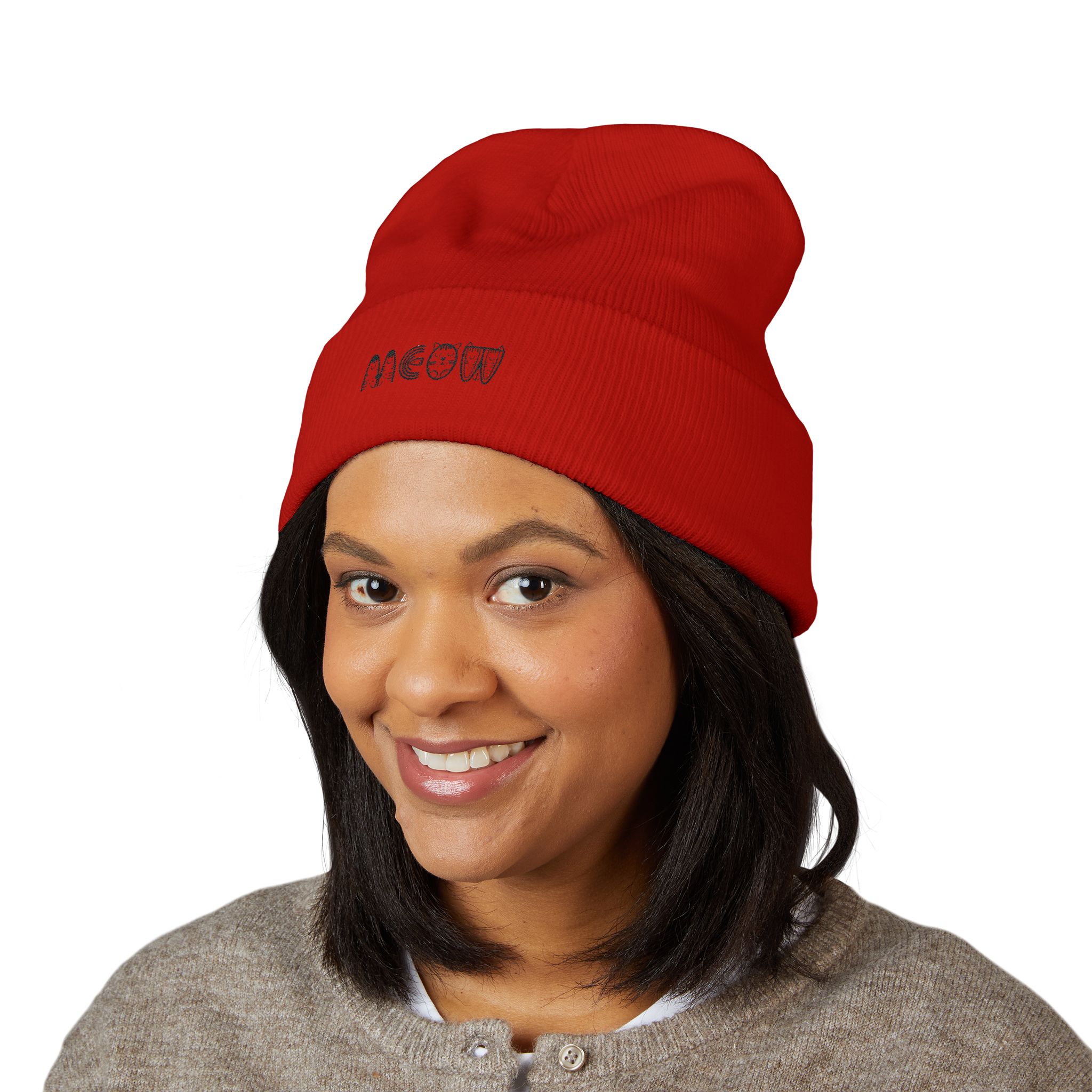 Meow Cat Letters beanie | Embroidered cuffed beanie - Image 11